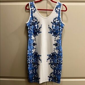 Say What? Blue & White Floral Mini Dress Size L